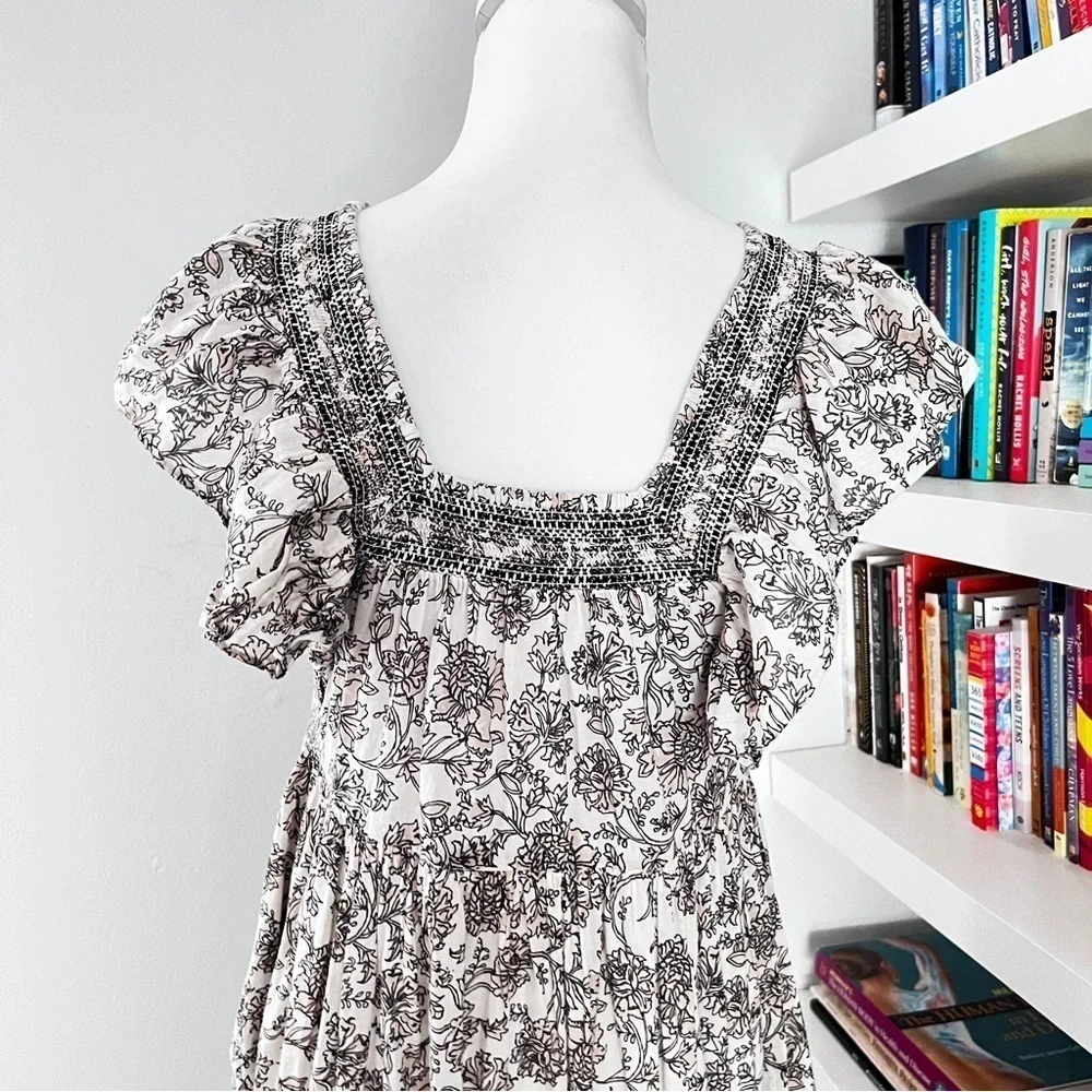 Free People Bonita Printed Midi Dress Tea Combo XS